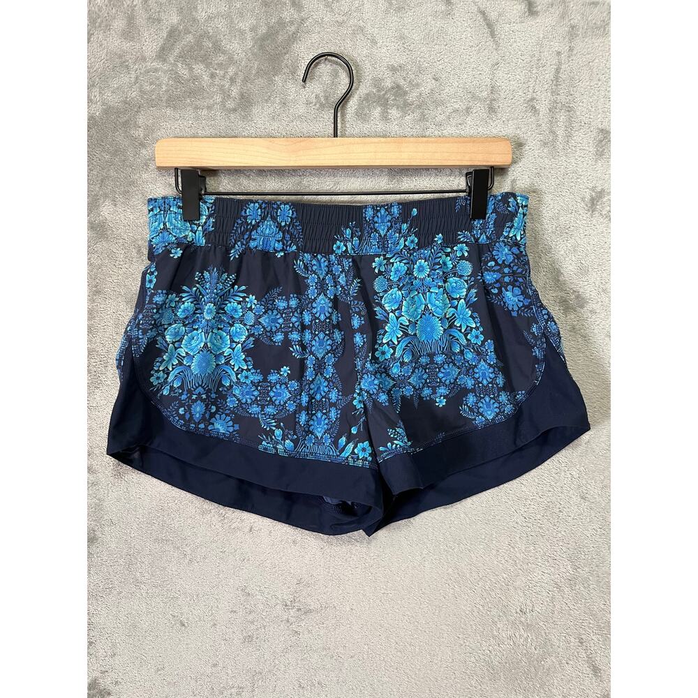 Seafolly Blue Floral Swim Shorts Boardshorts Elastic Waist Resort Beach Small